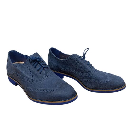 Cole Haan Women’s Alisa Blue Cobalt Almond Toe Wingtip Oxford Lace-Up Shoe Sz 8 - Picture 6 of 9